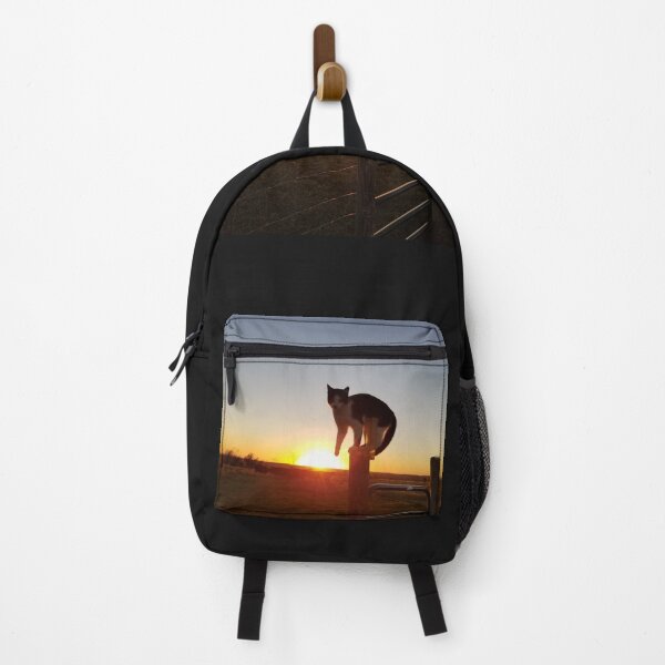 Item preview, Nature Design - Cat on Post in front of Sunset designed and sold by joyofnature.