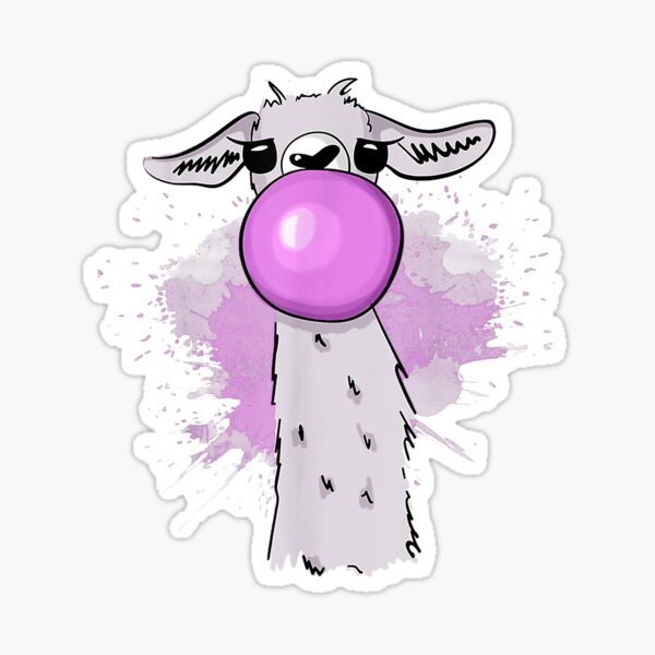Llama Blowing Bubble Gum Cute Llamas Sticker For Sale By Neverlosesf