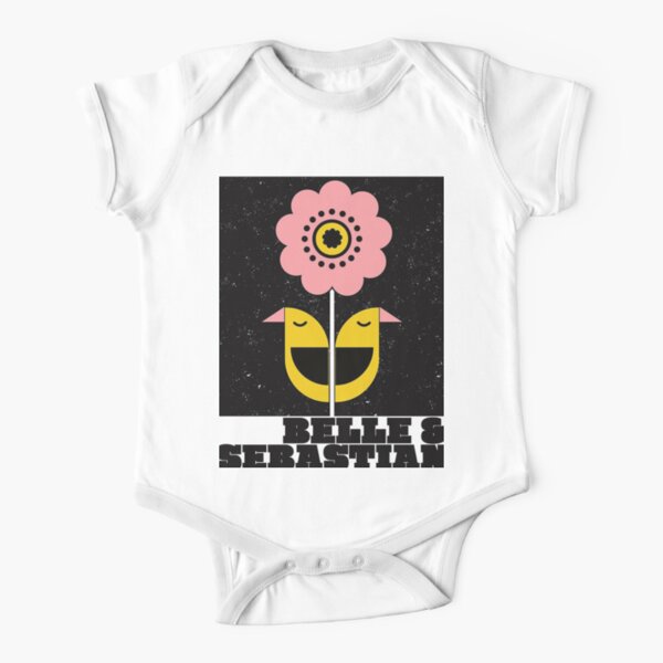Belle and Sebastian- original illustration, 'Bird and Flowers' whimsical styled graphic, for the legendary alternative / indie rock band. Short Sleeve Baby One-Piece