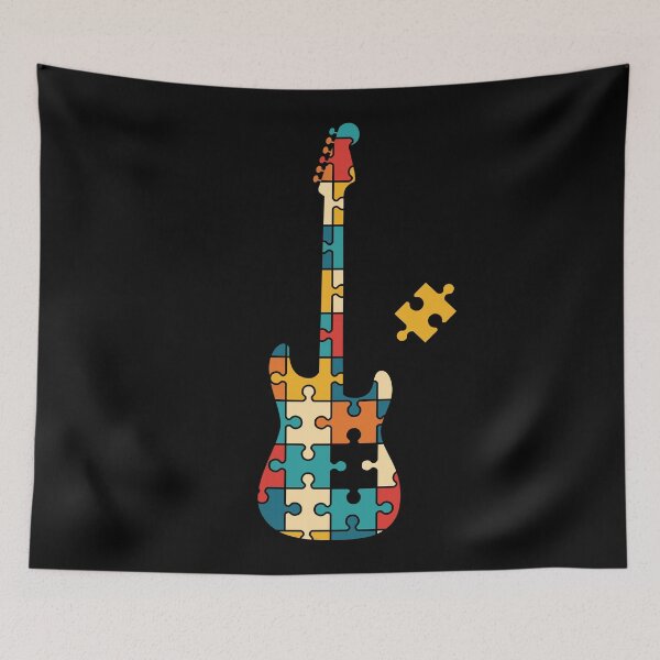Artikelvorschau, Retro Style Puzzle S-Style E-Gitarre Silhouette entworfen und verkauft von nightsworthy.