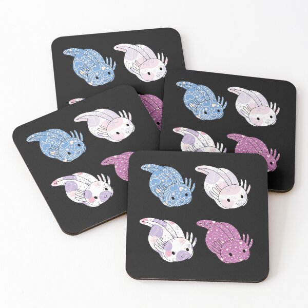 Item preview, Cute Kawaii Baby Chibi Axolotl in Blue Pink and Purple Pastel Patterns designed and sold by InkMemories.