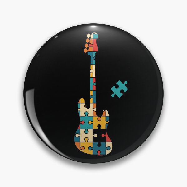 Item preview, Retro Style Puzzle Bass Guitar Silhouette designed and sold by nightsworthy.