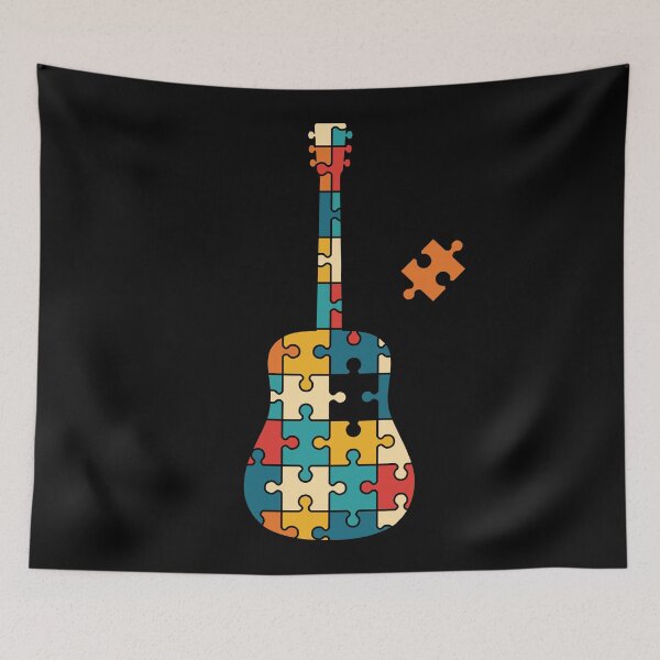 Item preview, Retro Style Puzzle Acoustic Guitar Silhouette designed and sold by nightsworthy.