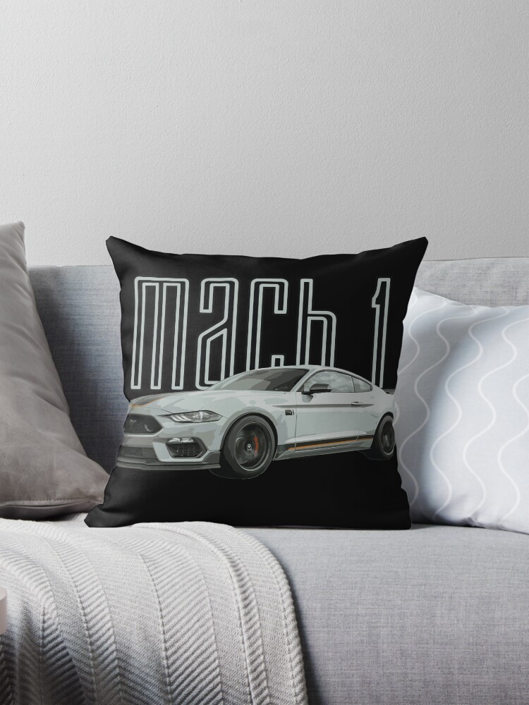 Thumbnail 1 of 4, Pillow, MACH 1 Mustang GT 5.0L V8 Performance Car Fighter Jet Gray designed and sold by cowtownCOWBOY.