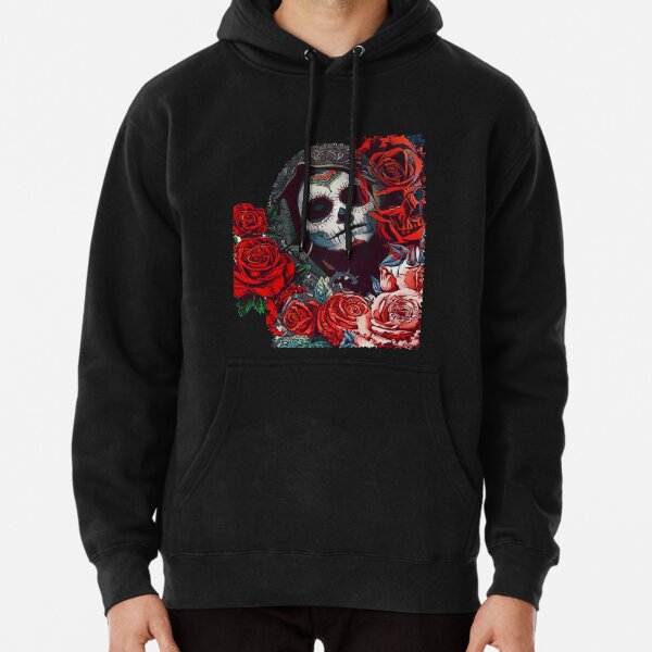 Black hoodies on sale with red roses