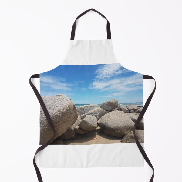 Item preview, Big boulder, on the sand at the beach, against a background of sea water and clear sky during the day. designed and sold by WP-7824.