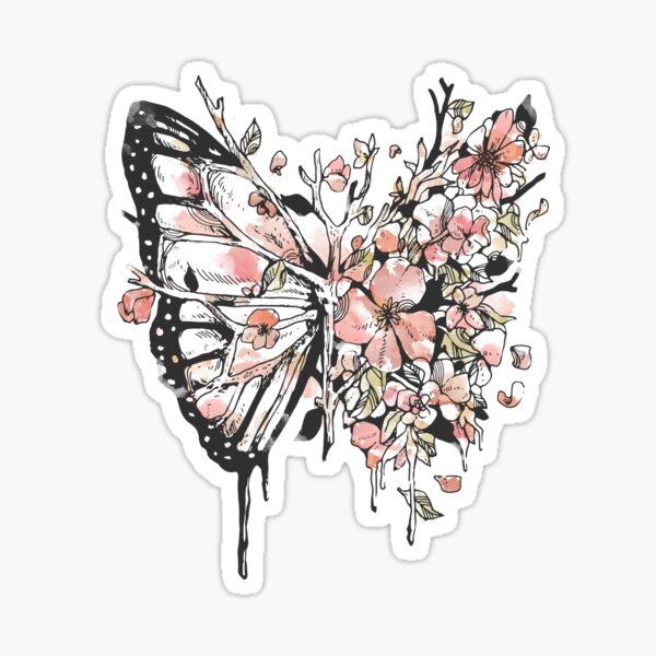 Pink Camo butterfly sticker - Sophie Swaney