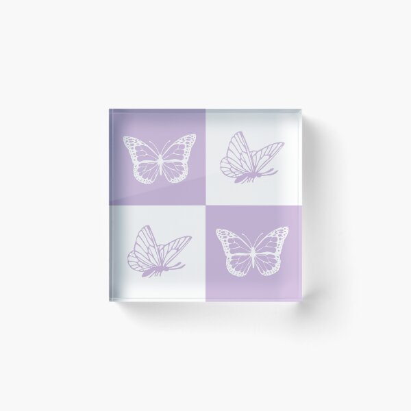Item preview, Checkered Lavender and white butterflies pattern | Aesthetic Butterfly pattern designed and sold by Violet Treasures.