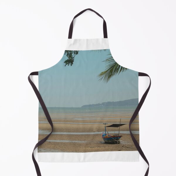 Item preview, fisherman's fishing boat on sand at a fishing village beach There is an island and sea background with the daytime sky. A stranded fishing boat After the sea has receded designed and sold by WP-7824.