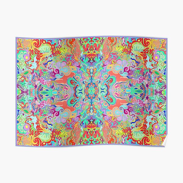Compass Multi-colour Bold Organic Living Art Design Fractal (Framed) Poster