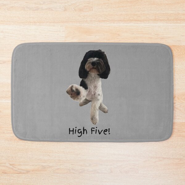 Item preview, High Five! 5 Black and white Cavoodle. Photograph and black, handwritten text designed and sold by JellyBeenzz.