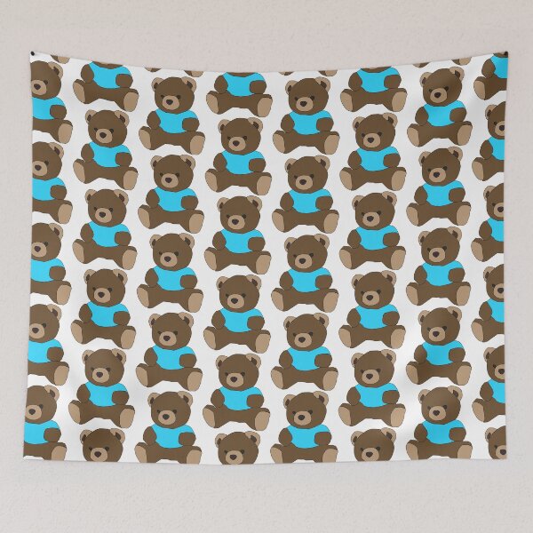 Item preview, Cute Teddy Bear wearing a turquoise blue shirt designed and sold by cabgodfrey.