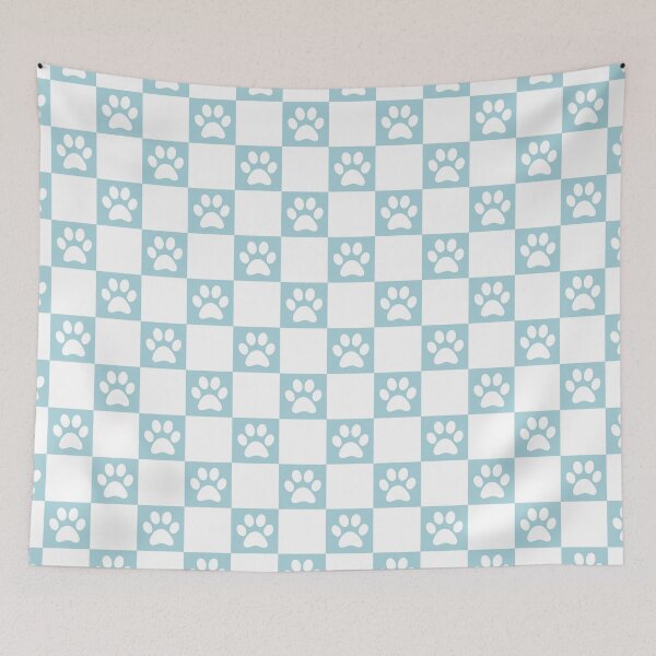 Item preview, Checkered pastel blue and white dog paw print pattern | Gifts for dog mom, dog dad, dog lover and dog owner  designed and sold by Violet Treasures.