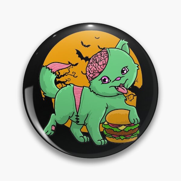Item preview, Cute Spooky Halloween Zombie Cat with Burger designed and sold by YourWayOfLife.
