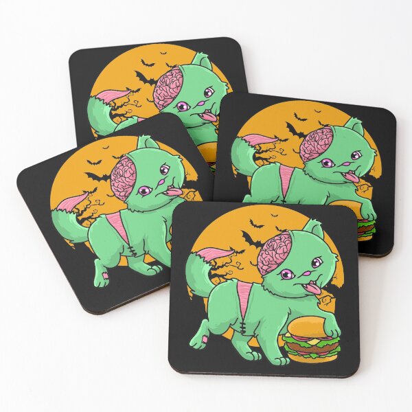 Item preview, Cute Spooky Halloween Zombie Cat with Burger designed and sold by YourWayOfLife.