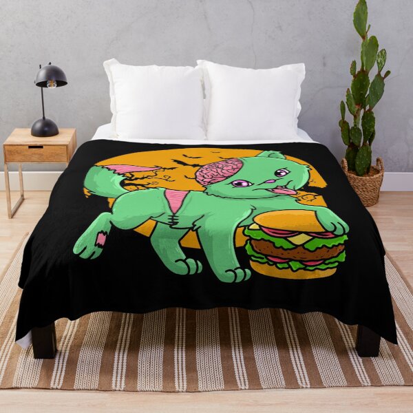 Item preview, Cute Spooky Halloween Zombie Cat with Burger designed and sold by YourWayOfLife.
