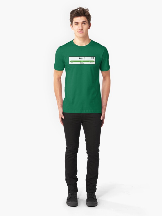 Alternate view of Otaku Station • オタク駅 Slim Fit T-Shirt