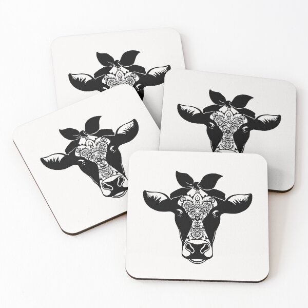 Item preview, Cow Mandala zentangle art designed and sold by WaveOcean123.
