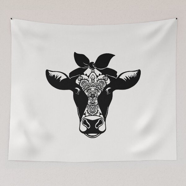 Item preview, Cow Mandala zentangle art designed and sold by WaveOcean123.