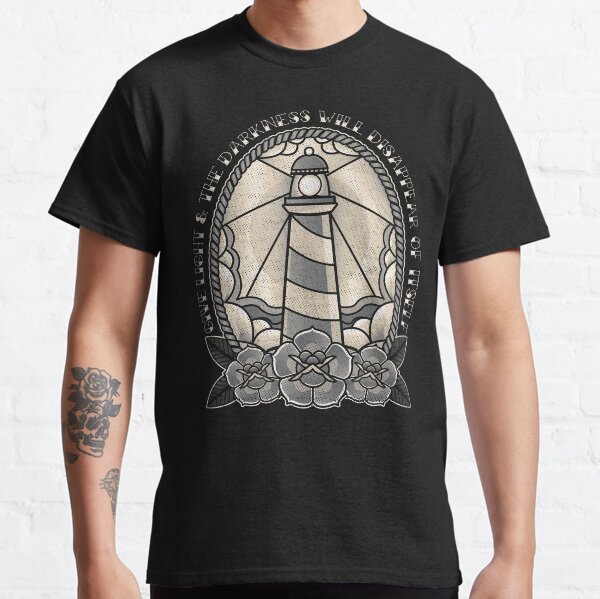 Item preview, Give Light & the Darkness Will Disappear, Old School Tattoo Design, Lighthouse T-Shirt designed and sold by Proverbial Wisdom Design.