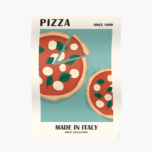 Pizza art print, Vintage poster, Italy, Pizza poster, Posters aesthetic, Restaurant, Bar decor, Kitchen decor Poster
