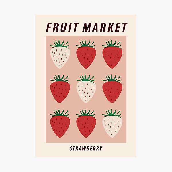 Item preview, Fruit market print, Strawberry print, Posters aesthetic, Fruit art, Food art, Exhibition poster, Cottagecore designed and sold by KristinityArt.