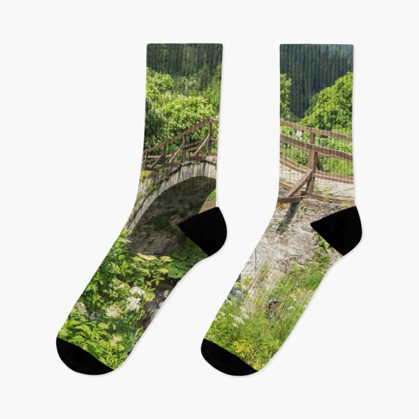 Item preview, Summer Mountain Vibe - Old Stone Bridge and Blooming Elderberries designed and sold by Georgia Mizuleva.