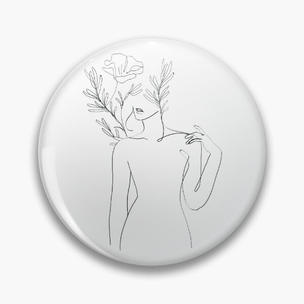 Aperçu de l'œuvre Corps de femme et fleurs esthétique boho dessins d'art au trait minimal noir et blanc créée et vendue par Rakuten Mallor.