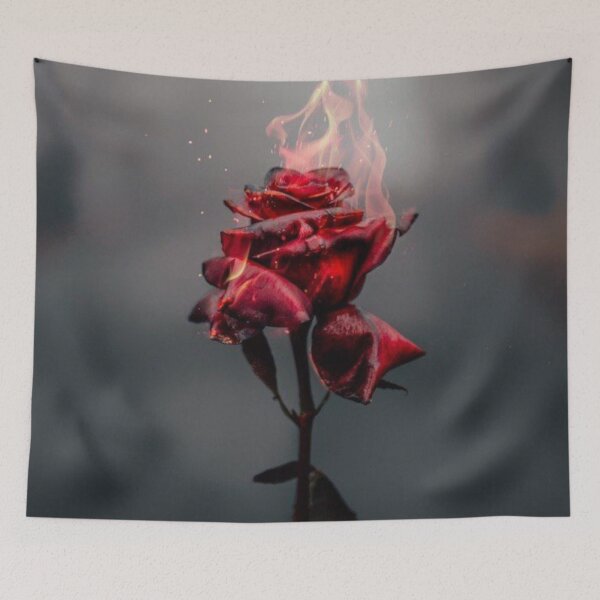 Item preview, Rosa roja llameante sobre fondo blanco y negro designed and sold by filon19931.