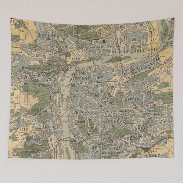 Item preview, Old Prague Map (1925) Vintage Czech Republic Capital City & Street Atlas designed and sold by BravuraMedia.