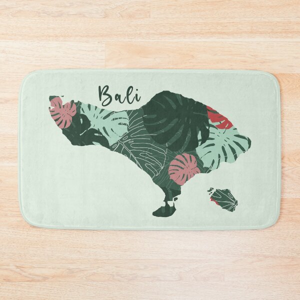 Item preview, Bali map with monstera leaves pattern.  designed and sold by traveltheory.