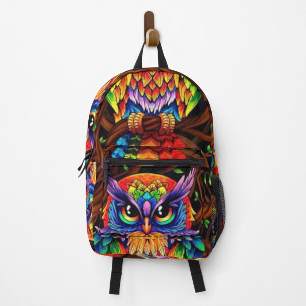 Item preview, bright multicolored owl sits on a branch designed and sold by filon19931.