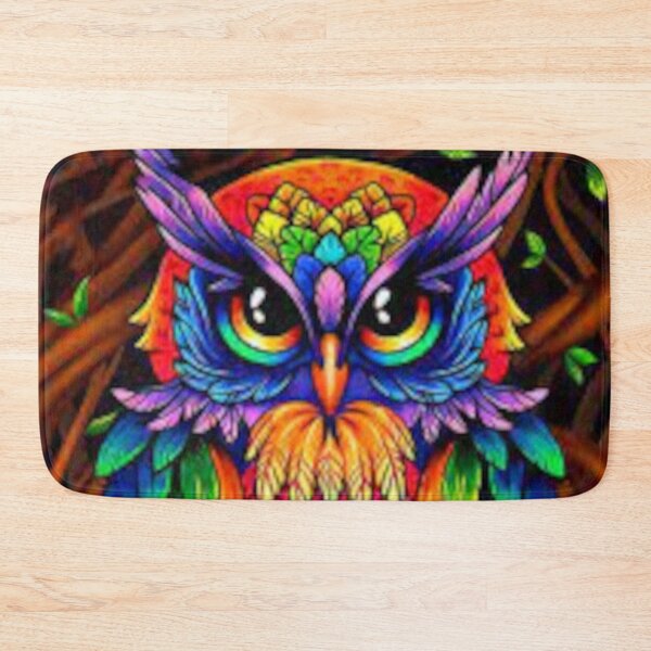 Item preview, bright multicolored owl sits on a branch designed and sold by filon19931.