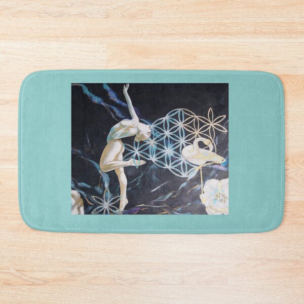 Item preview, Dancer and flamingo connected with flowers of life, sacred geometry in nature, woman dancing and animal designed and sold by univkat.