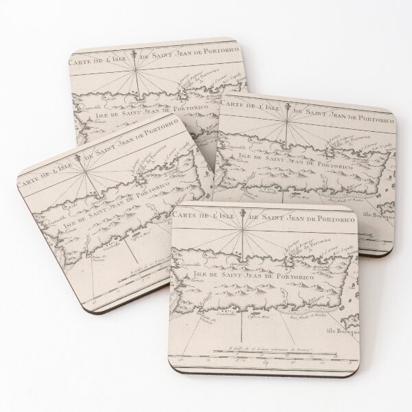 Item preview, Old Puerto Rico Map (1764) Vintage Island of Enchantment Atlas designed and sold by BravuraMedia.