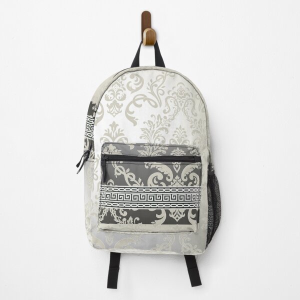 Item preview, Greek Key Ornate Floral Baroque Cream Grey designed and sold by Yiorgos Designs.