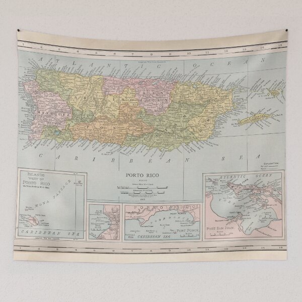 Item preview, Old Puerto Rico Map (1912) Vintage Island of Enchantment Atlas designed and sold by BravuraMedia.