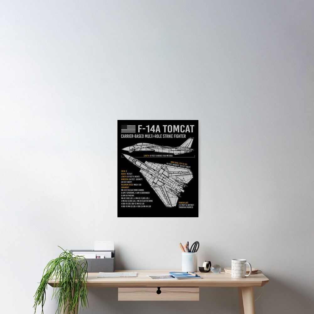 F 14 Tomcat Us Navy Aircraft Plane Usaf Airplane Blueprint F14 Poster