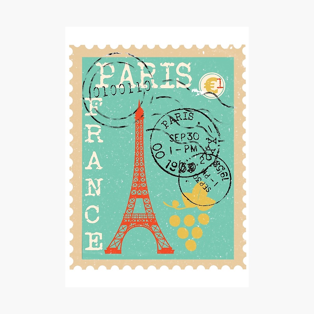 Distressed Vintage Paris Postage Stamp