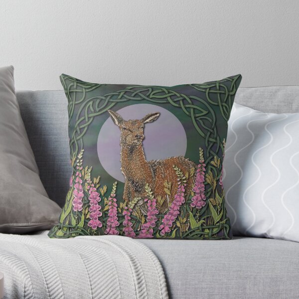 Celtic Deer Throw Pillow