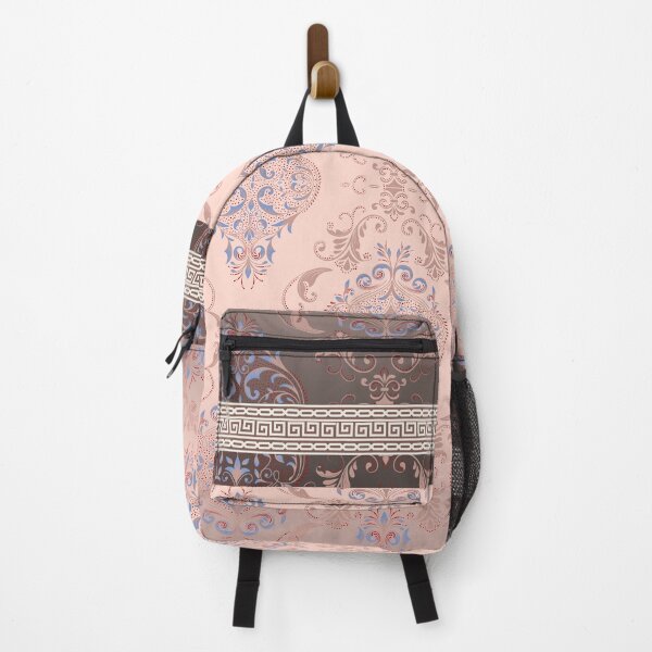 Item preview, Greek Key Ornate Floral Baroque Pink Grey designed and sold by Yiorgos Designs.