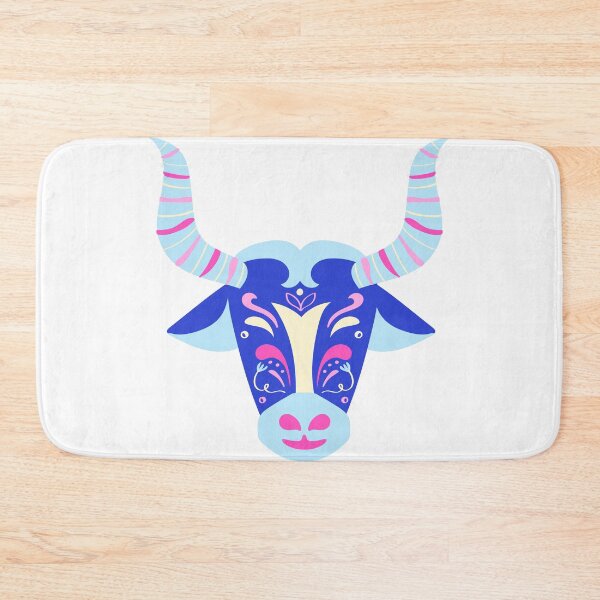 Item preview, Detailed Colorful Year of The Ox Blue Curly-Horned Bull Head designed and sold by MIDDLX.