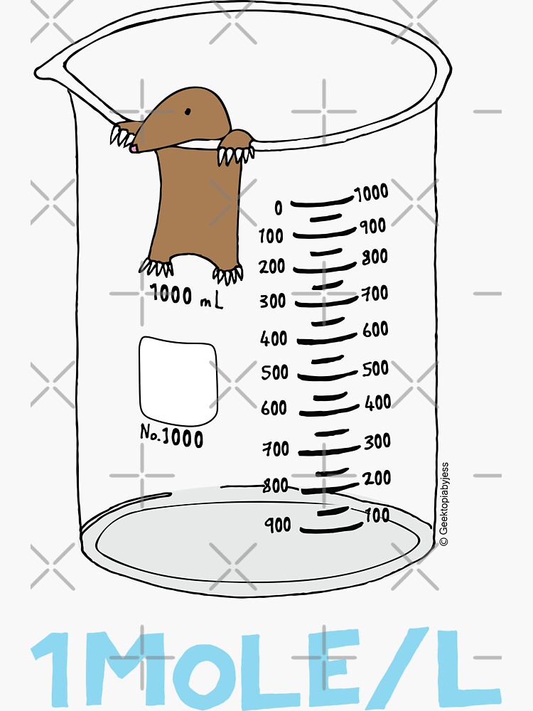 Thumbnail 3 of 3, Sticker, Chemistry 1 Mole per Litre for Mole or Avogadro's Day designed and sold by Geek-topia.
