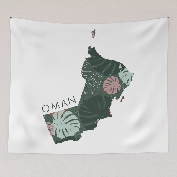 Item preview, Oman map with Monstera designed and sold by traveltheory.