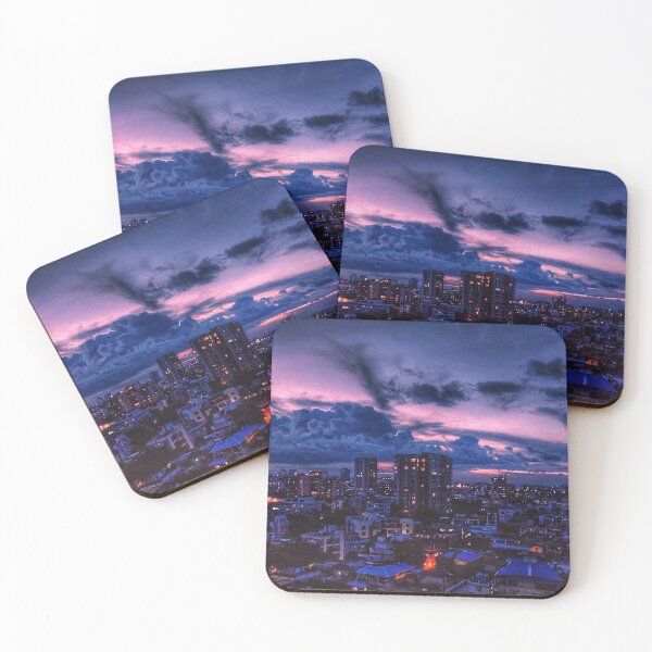 Item preview, City night with pink sky designed and sold by Funny-Quote.