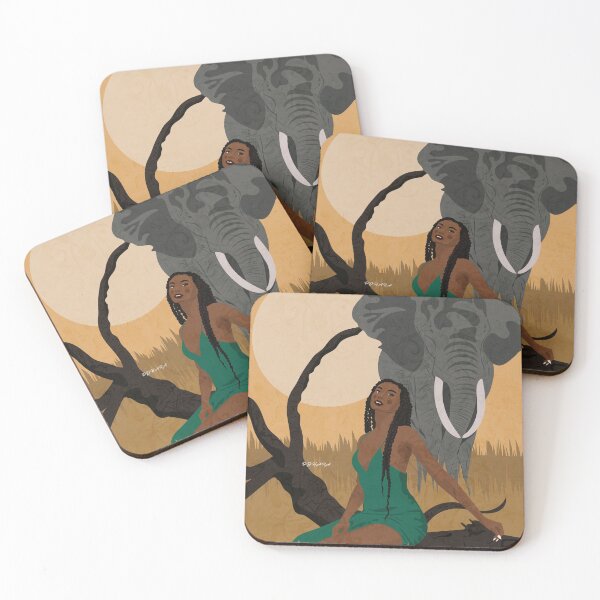 Item preview, Jhana - illustration afro woman with elephant designed and sold by odhara.