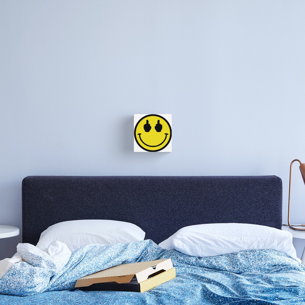 Middle Finger Smiley Face Canvas Print For Sale By Dali94 Redbubble