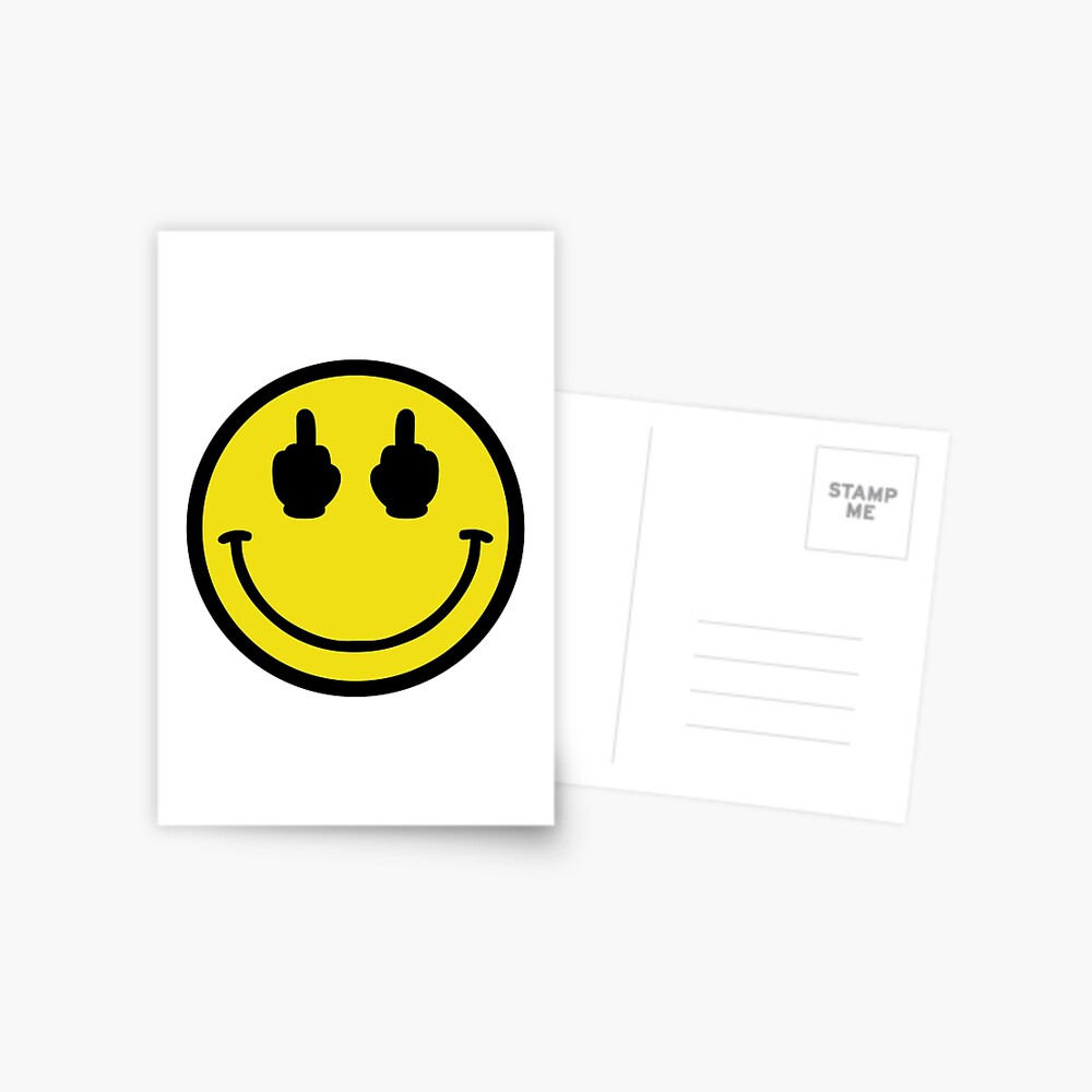 Middle Finger Smiley Face Postcard By Dali94 Redbubble