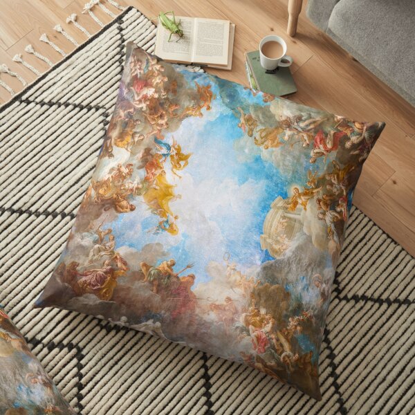 Fresco of Angels in the Palace of Versailles with space background Floor Pillow