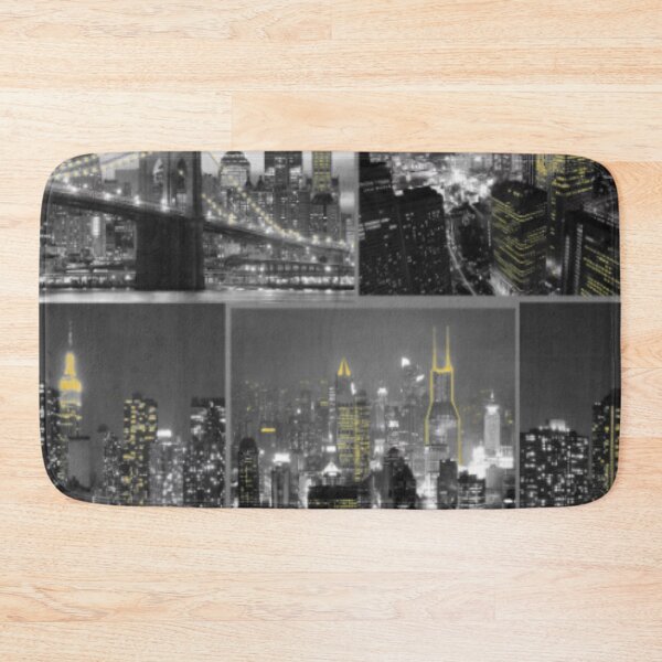 Item preview, Fresco City at Night Black Grey Yellow designed and sold by WearWolfDesigns.